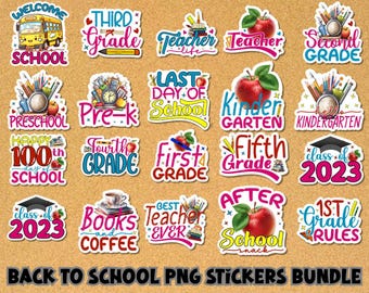 Back to School PNG Sticker Bundle | Teacher, Grades (Digital Download)