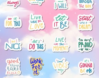 Inspirational Quote Stickers | Motivational PNG Bundle (Digital Download)