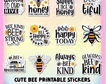Pegatinas de abejas / Paquete de imágenes PNG (descarga digital)