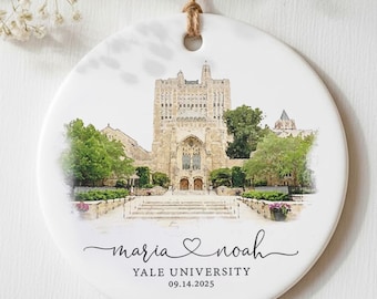Personalized Watercolor Wedding Venue Ornament, Custom Photo Wedding Location Ornament, Just Married Gift for Couple, Wedding Gift