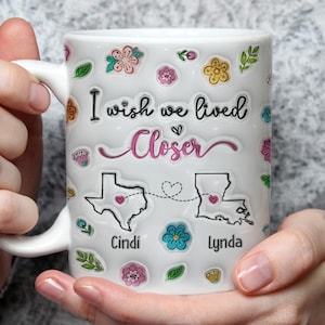 Personalisierte Tasse mit aufgeblasenem 3D-Effekt, Fernfreundschaftsgeschenk, Geschenk für beste Freunde, bester Freund Weihnachtsgeschenk