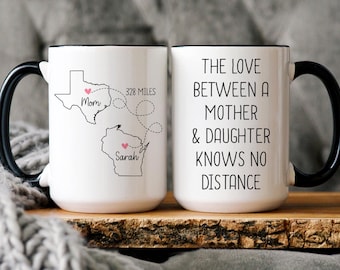 Personalized Long Distance State To State Gift, The Love Between A Mother And Daughter Knows No Distance, Missing You Gift For Mom