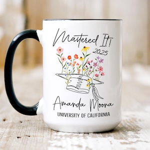 Personalized Graduation Gift, Mastered It 2025 Coffee Mug, Personalized Masters Degree, Graduation Mug for Masters, Graduation Gift For Her