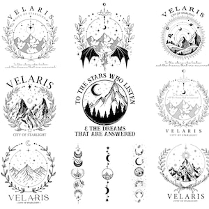 Pacchetto PNG di Velaris City Of Starlight, Acotar Velaris PNG, La Corte della Notte, Corte dei Sogni, Merchandising SJM, PNG per gli amanti dei libri, PNG di Rhysand, Drago
