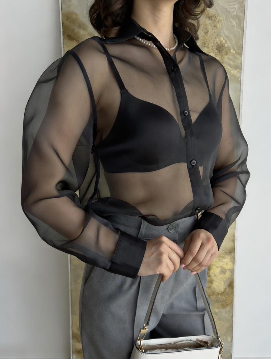 Burgundy Silk Sheer Blouse: Elegant See-through Layering Top - Etsy