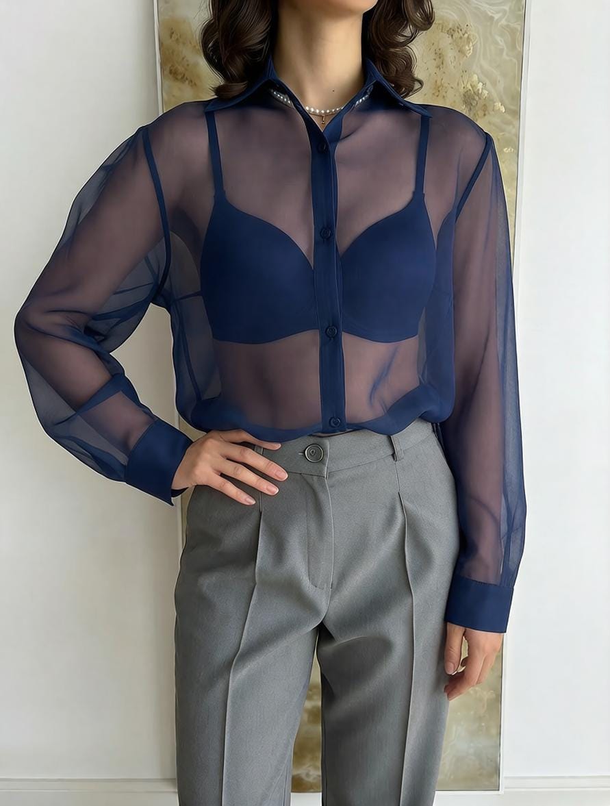 Burgundy Silk Sheer Blouse: Elegant See-through Layering Top - Etsy