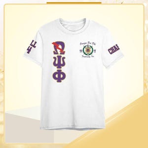 Omega Psi Phi T-Shirt Custom Chapter, Personalized White Sleeves Shirt Omega 1911 Fraternity Shirt, D9 Greek Life Apparel, Fraternity Gift