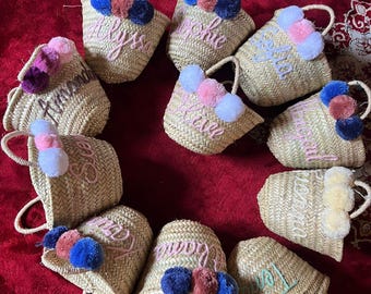 Groothandel gepersonaliseerde mand stro, vrijgezellenfeesttas, tas bruidsmeisje, cadeauzakje, trouwtassen, verjaardagsmand, tassen vrijgezellenfeest