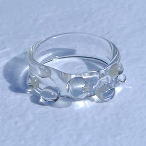 Minimalist Murano Glass Ring | Sleek Nature Inspired Jewelry | Artisan Statement Ring | Handmade Clear Band Gift | Perfect Unique Present