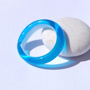 Ocean Blue Murano Glass Ring | Chunky Handmade Statement Jewelry | Summer Coastal Style | Minimalist Colorful Band Design