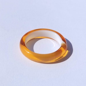 Golden Honey Murano Glass Ring | Chunky Handmade Statement Jewelry | Lampworked & Lightweight Gift for Her | Minimalist Colorful Band Design