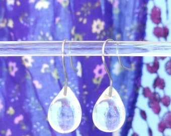 Waterdrop - Teardrop Earrings - Handmade Glass Earrings - Summer Jewelry- Statement Jewelry - Minimalist Earrings - Dangle Earrings