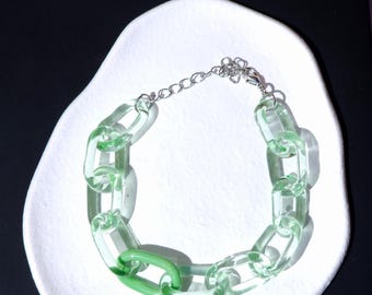 Green Beauty: Handmade Glass Chain Bracelet | Personalized Length | Murano Glass Bracelet | Green Jewelry Set Option | Perfect Gift for Her