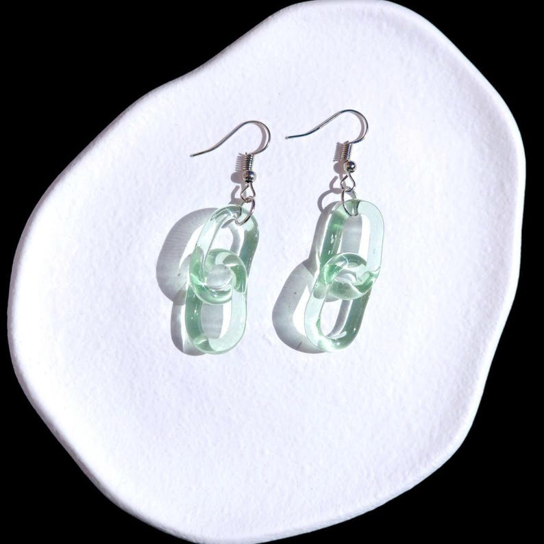 Glass Chain Dangle Earrings with Stainless Steel Hooks image 14