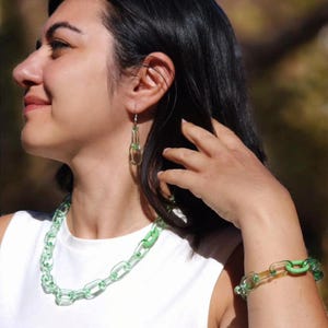 Glass Chain Dangle Earrings with Stainless Steel Hooks image 15