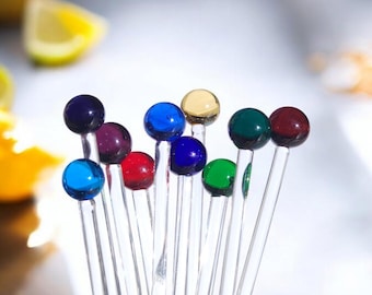 Handgefertigte Glaskugel Rührer - Bunte Trink-Stäbchen