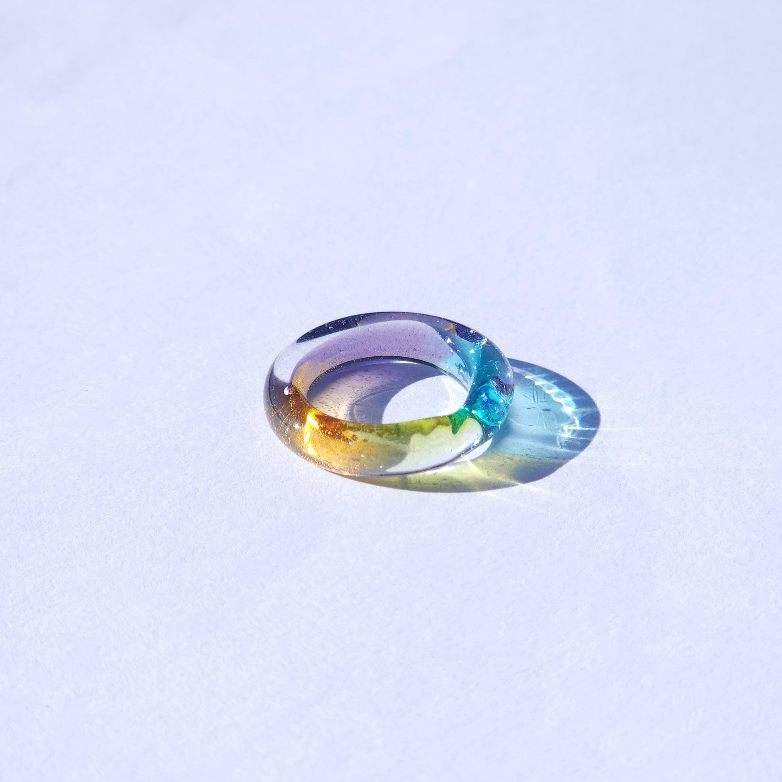 Translucent Ring Multicolor Glass Ring | Transparent & Opaque Band | Colorful Everyday ...