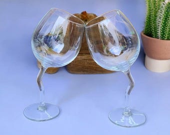 Unique Large Size Wine Glasses with Artistic Stems – Romantic Red Wine Glass Set – A Perfect Gift for Couples, Weddings & Housewarming