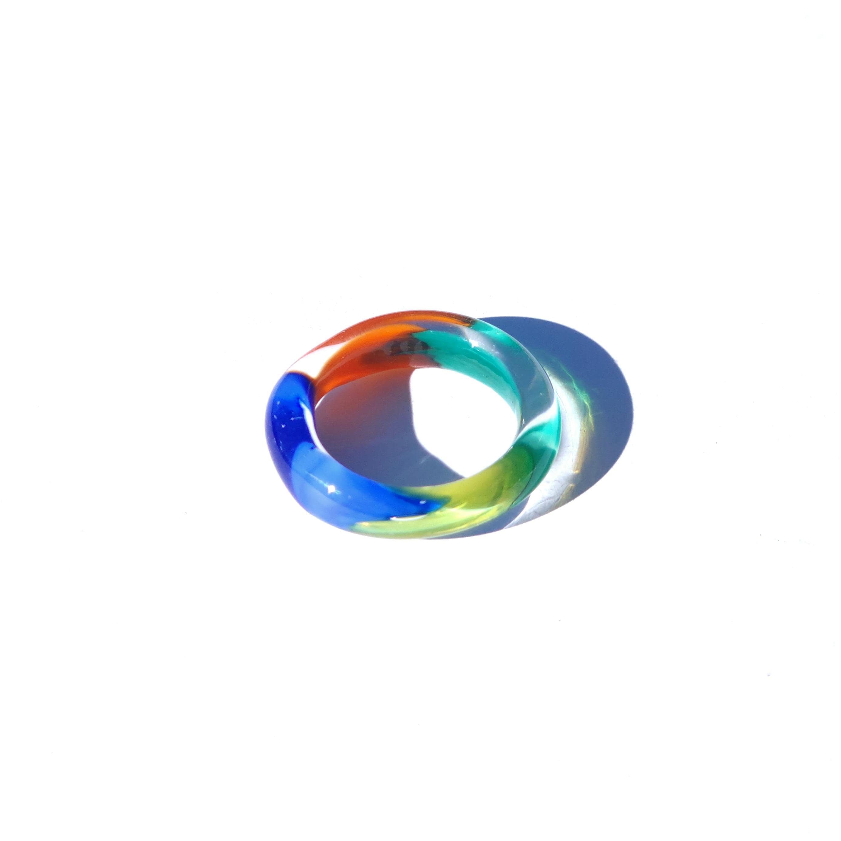 Bague Verre Style Murano Blanche Et Dorée - Taille 52, Occasion, Bijou Fantaisie élégant