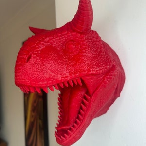Carnotaurus Dinosaur Head Wall Art Mount | 3D Printed Prehistoric Bust | Available in Solid Colors