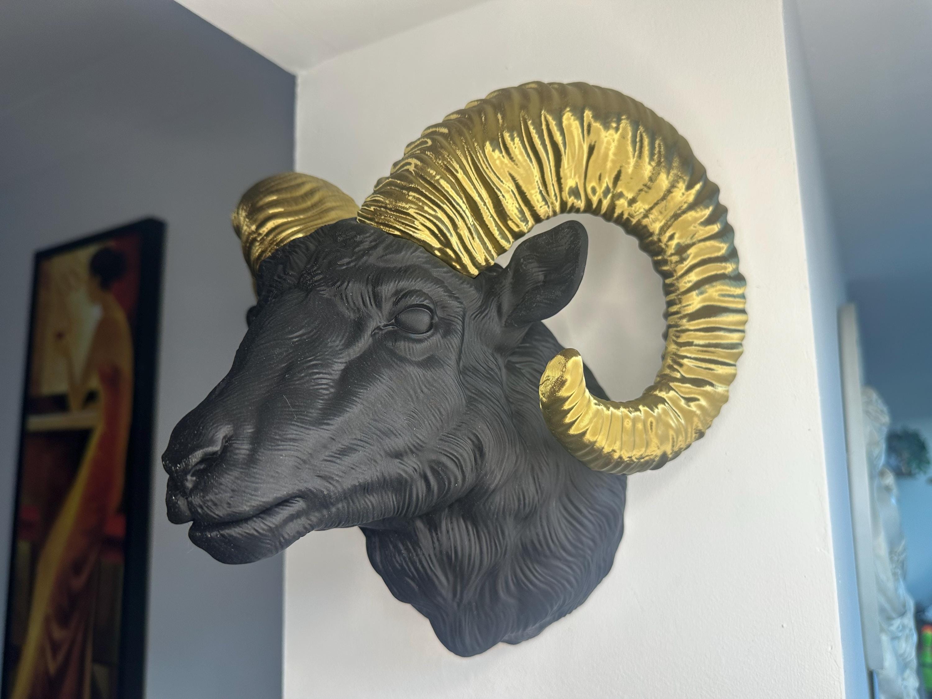 3D Printed Ram Head Wall Mount: Custom Colors, Gothic Decor - Etsy