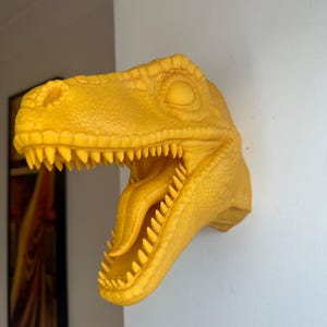 Raptor Dinosaur Head Wall Art Mount | 3D Printed Prehistoric Bust