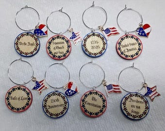 4th of July United States 250th Anniversary Wine Charms