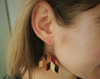 Wood Mosaic  Earrings