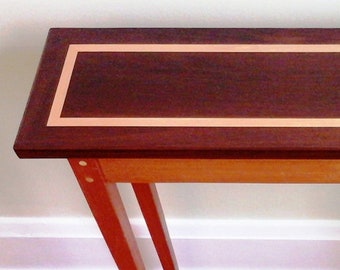 Table,entry,console,  hall, tropical, wood, wooden, handmade, inlaid, inlay, walnut, maple, furniture,