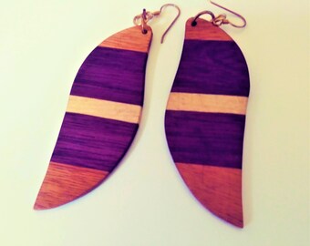 Wood Mosaic Earrings- Curvy Cloud