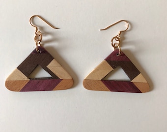 Wood Mosaic  Earrings