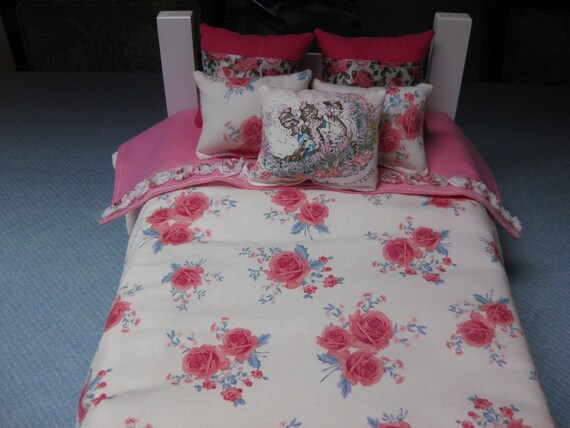 Shabby Chic Cabbage Rose American Girl Inspired Doll Bedding Etsy