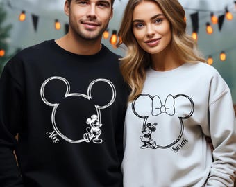 Custom Disney Couple Sweatshirt, Personalized Disney Sweatshirt, Disneyland Group Sweatshirt, Disney Trip Sweatshirt, Family Vacation Sweat
