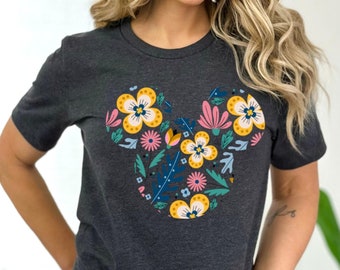 Disney Floral Mickey Head T-Shirt,Mickey Head Shirt,Disney Family Shirt,Disneyworld Shirt,Disney Mickey Shirt,Mickey Mouse Shirt