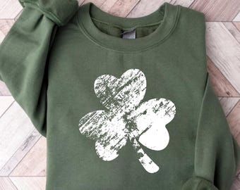 Retro Shamrock Sweatshirt: St Patricks Day Lucky Irish Sweat