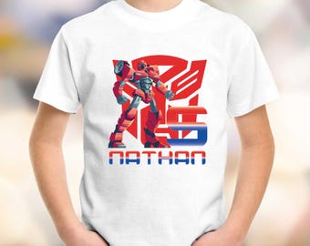 Custom Birthday Boy Transformer T-Shirt: Robot Party Shirt