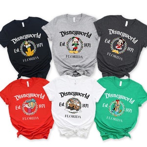 Retro Disneyworld Christmas All Characters Shirt, Disney Christmas Shirt, Disneyworld Est 1971 Christmas, Mickey and Friends Xmas Shirt