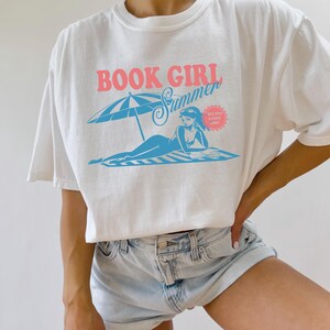 Book Girl Summer Tshirt, Beach Book Lover, Summer Bookish Funny Reader Oversized Beach Tshirt, Bookish Vacation Tee, Coconut Girl Book Tee