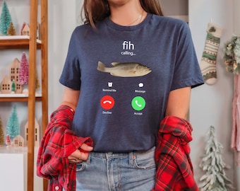 Camiseta con llamada de pez: divertida camiseta para amantes de los peces con llamada telefónica