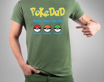 Poke Dad Shirt, Personalized Dad Shirt, Custom Father’s Day Gift, Custom Gift for Dad, New Dad Shirt, Funny Dad Shirt, Trendy Dad Shirt