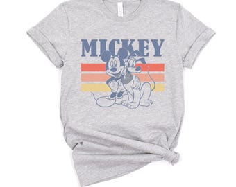 Vintage Mickey and Pluto T-Shirt: Retro Disney Character Tee, Classic Cartoon Graphic Shirt, Nostalgic Gift for Fans
