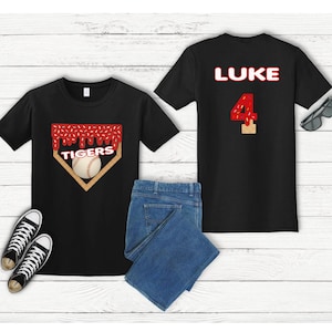 Personalized Baseball Drip Shirt for Boys, Custom Baseball Team Gift, Kid&#39;s Birthday Baseball Shirt, Ice Cream Drip Shirt, Youth Sport Shirt