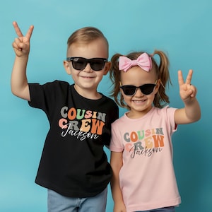Personalized Groovy Cousin Crew Shirt - Retro Matching Family Trip