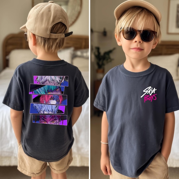 Saja Boys 2 Slide Youth Toddler Shirt, Saja Boys Boy Band Shirt, Kpop Demon Inspired Movie Shirt, Demon Hunters Merch, Kpop Shirt, Boy Group