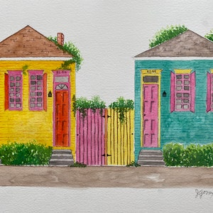 Magazine Street New Orleans Colorful Houses Watercolor Painting