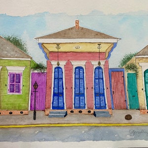 New Orleans Original Watercolor Painting, New Orleans Street Scene Art, New Orleans Shotgun House Painting, French Quarter Art