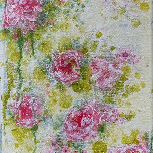 Little Whimsical Roses Mixed Media Painting