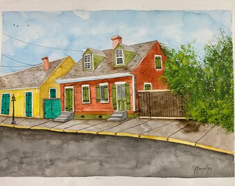 New Orleans Watercolor Painting, French Quarter Watercolor Painting, French Quarter Creole Cottage, New Orleans Gift