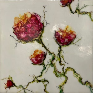 Roses Encaustic Art Painting with Encaustic Flowers Art