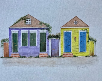 New Orleans French Quarter Creole and Shotgun House Painting